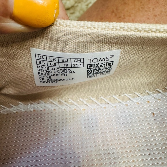 TOMS Canvas Beige Rubber Ergonomics Multi Colors Platform, Slip on Shoes 8.5 US - Picture 6 of 7